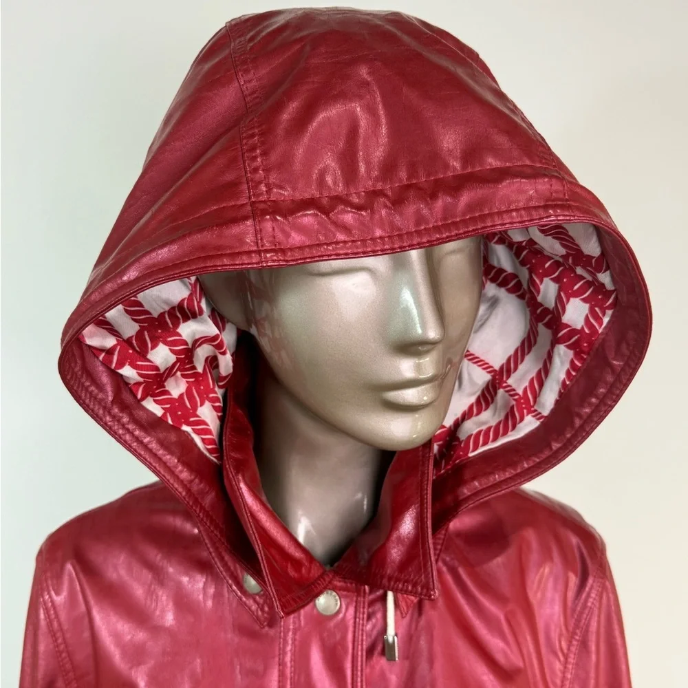 Burberry Red Hooded Trench Coat - Picture 4 of 16